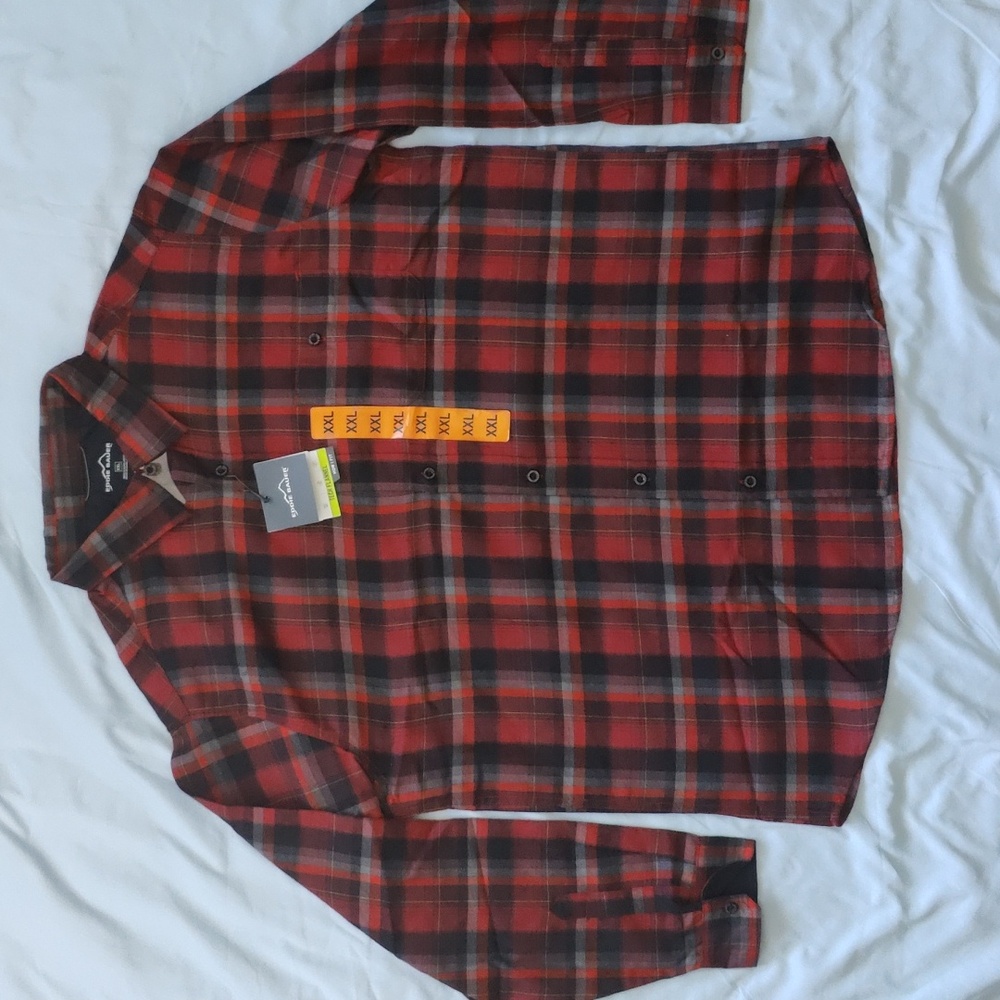37. Eddie Bauer Tech Flannel | Color - Salsa Red - Picture 2 of 7